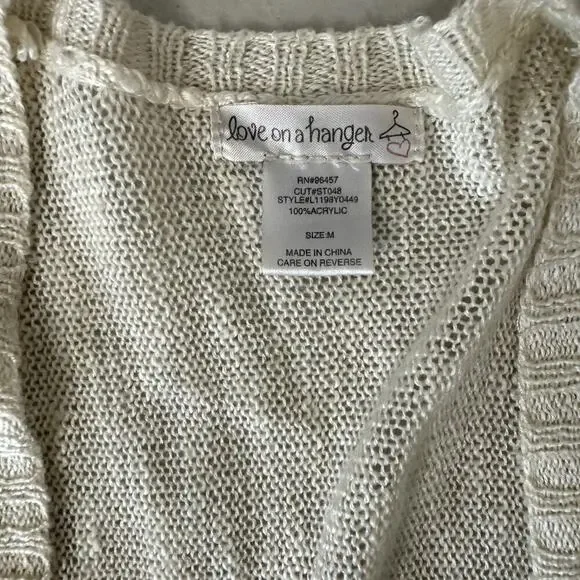 Love on a Hanger Open Cardigan Ivory Neon Women's Size Medium - Picture 4 of 4